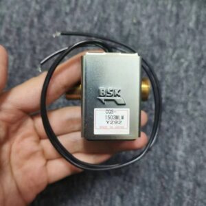Front view of liquid flow switch with wire and model label