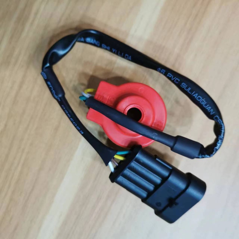 Front view of red wired coil