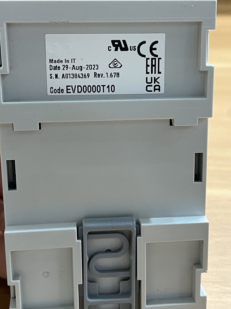 Close-up of the device's side nameplate