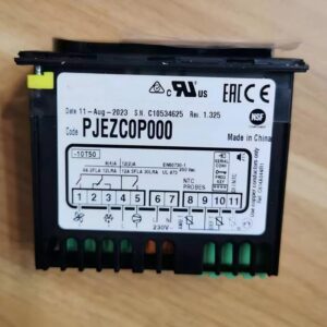 Nameplate side, marked model PJEZC0P000, wiring diagram and certification marks