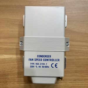 Front of condenser fan speed controller, printed with model and electrical parameters