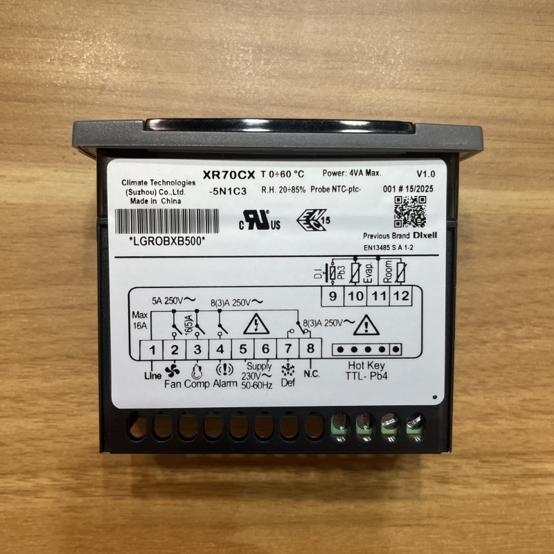 Back nameplate of temperature controller and matching accessories