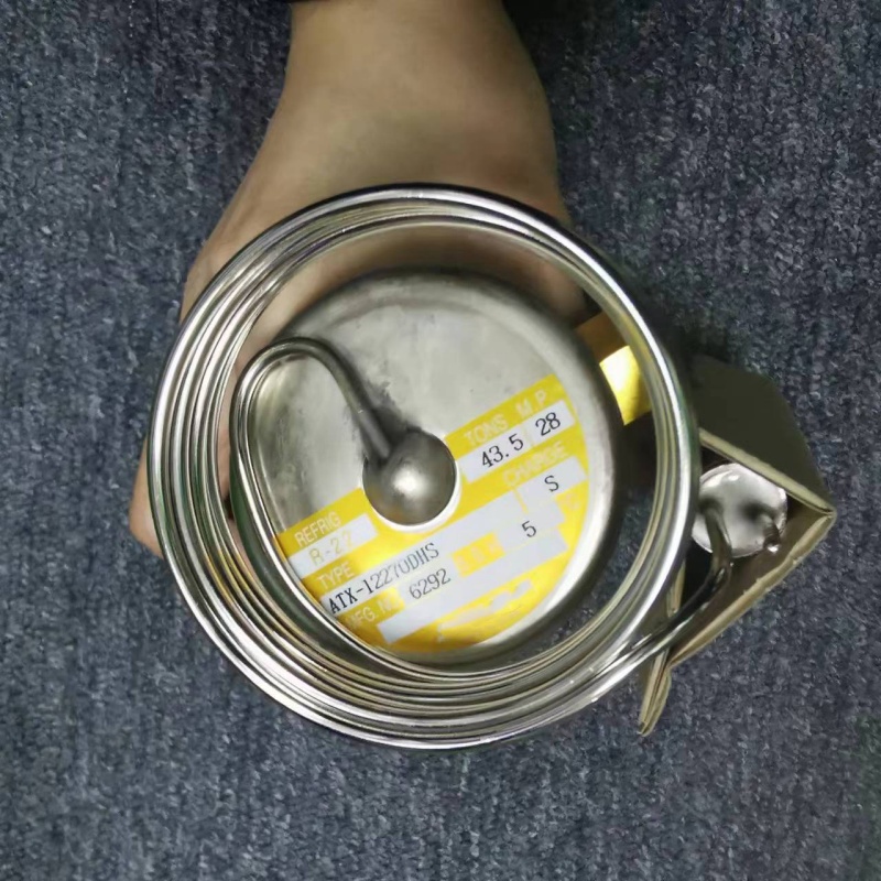 Close-up of label on valve power head