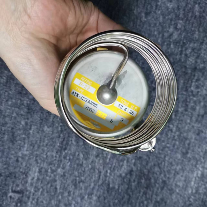 Close-up of label on valve power head