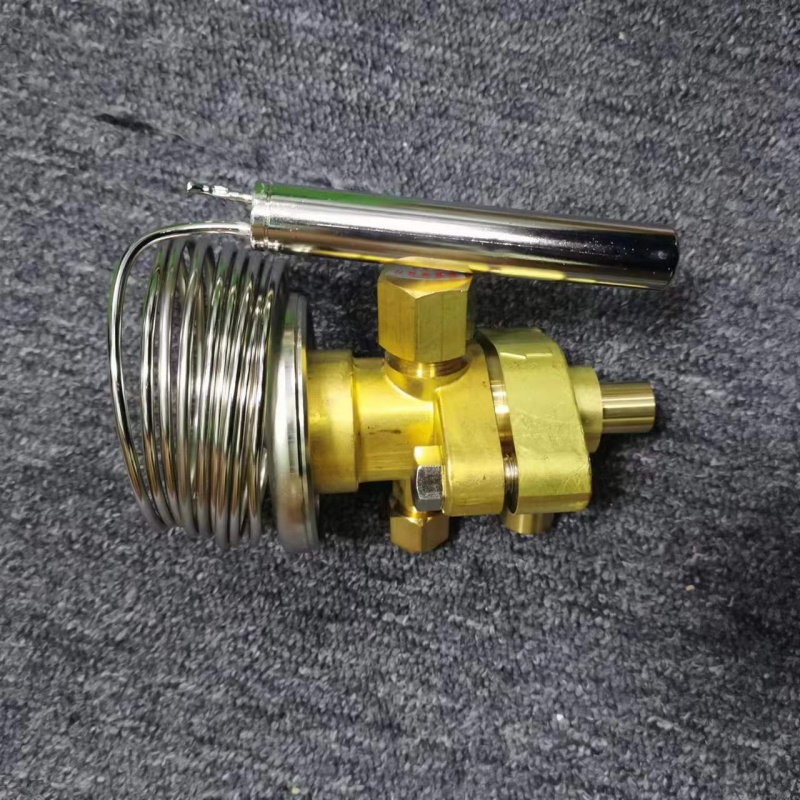 Overall shot of brass valve body with long temperature sensing tube