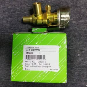 Expansion valve with outer packaging box, valve body placed above the box