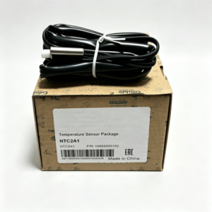 NTC temperature sensor with metal probe and black cable, supplied with product carton