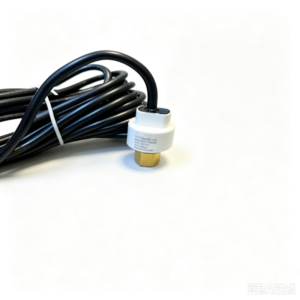 Pressure sensor with brass threaded connector and black signal cable