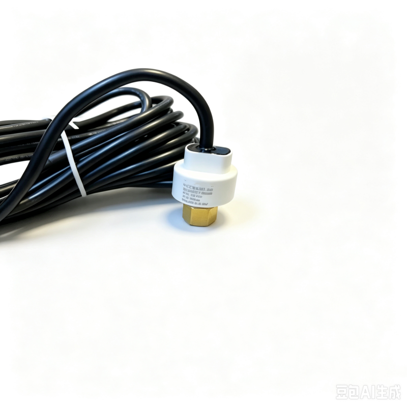 Pressure sensor with brass threaded connector and black signal cable