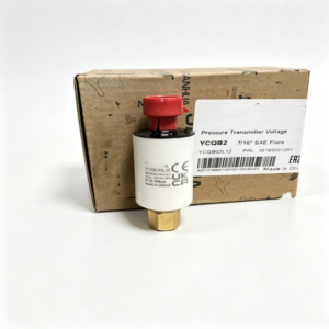 Voltage output pressure transmitter with 7/16" SAE flare connection, supplied with product carton